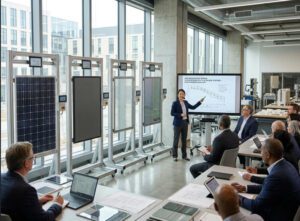 glass integrated solar panel facade